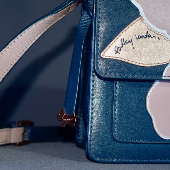 Radley London Eden Row Small Flapover Crossbody Bag Blue Pink Floral Leather - Picture 3 of 7